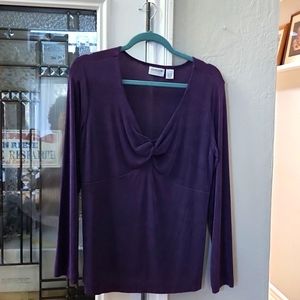 Top, Chico's Travelers collection. Deep purple, acetate & spandex.